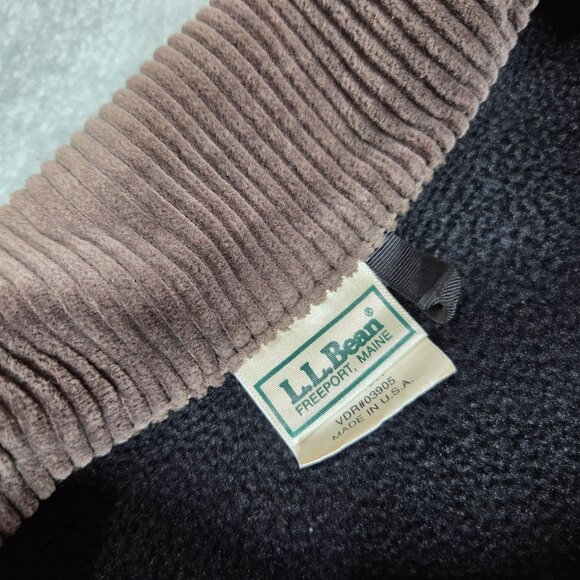 Vintage LL Bean Jacket Womens Large Black Fleece Cord Trim Barn Chore Shacket 90 - Picture 3 of 8